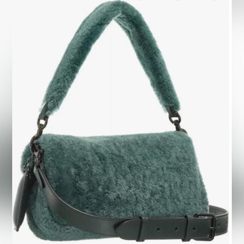 Coach Pillow Tabby 26 Shoulder Bag, Green Shearling - Picture 2 of 7